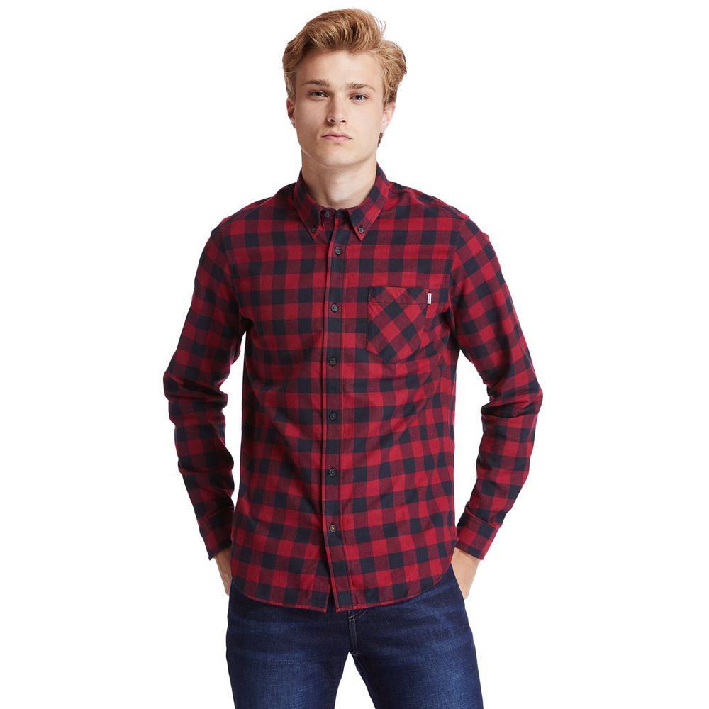 Camisa Timberland Hombre Nashua River Long-Sleeve Flannel Check Rojas/Negras - Chile VHR-326190